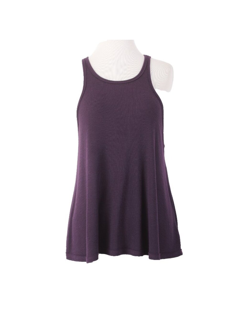 Free People Top Sz SP Purple Ribbed Sleeveless Round Neck Poly Rayon Top